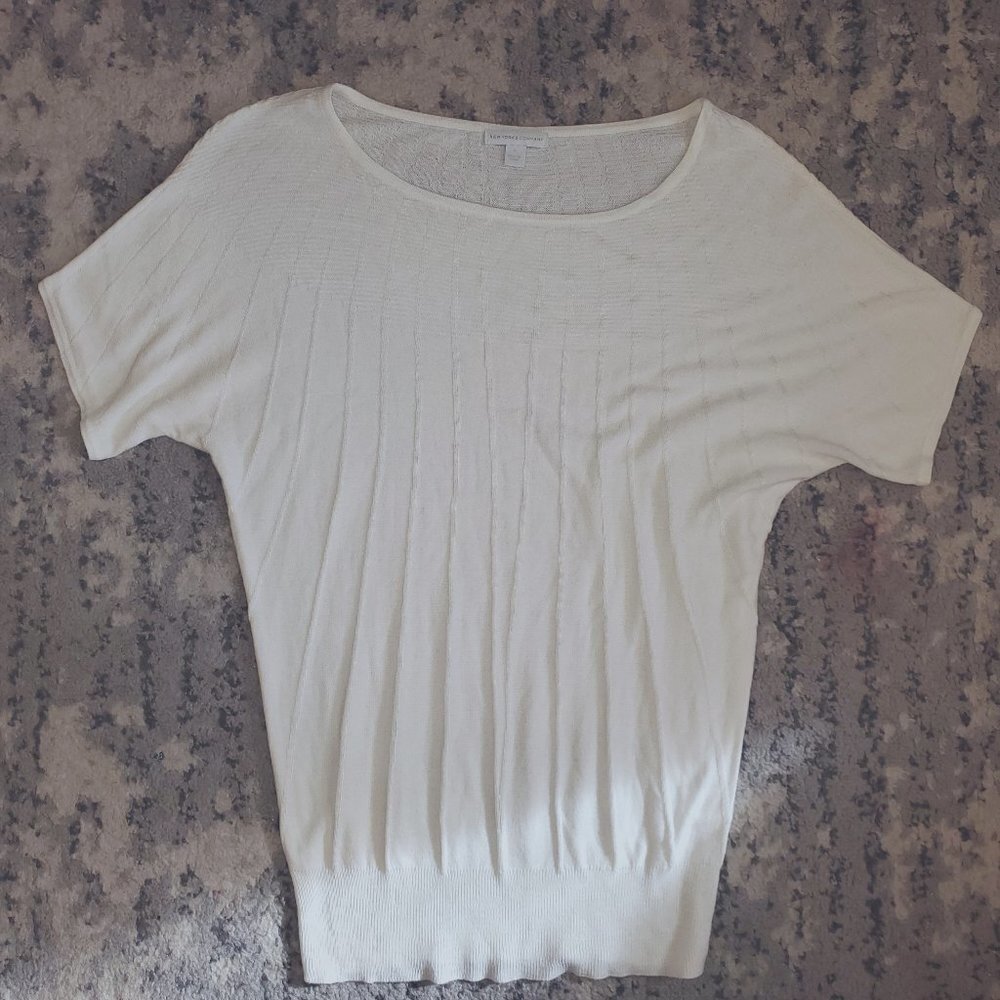 New York & Company Scoop Neck Knit Ivory Sweater Size S